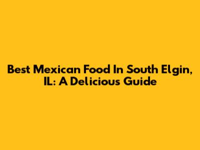 Best Mexican Food In South Elgin, IL: A Delicious Guide