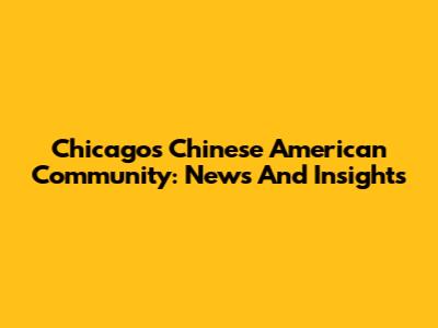 Chicago's Chinese American Community: News And Insights
