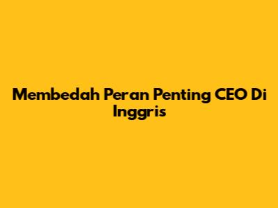Membedah Peran Penting CEO Di Inggris
