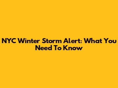NYC Winter Storm Alert: What You Need To Know