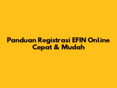 Panduan Registrasi EFIN Online Cepat & Mudah