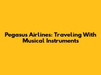 Pegasus Airlines: Traveling With Musical Instruments