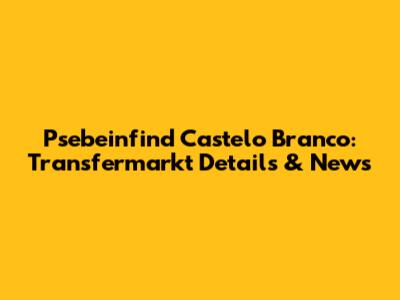 Psebeinfind Castelo Branco: Transfermarkt Details & News
